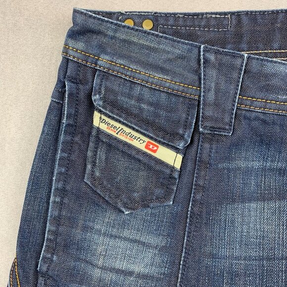 Diesel Mens Pants 30 Blue Jeans Deetak Slim Straight Dark Wash Rigid Italy 30x32 - Picture 4 of 15